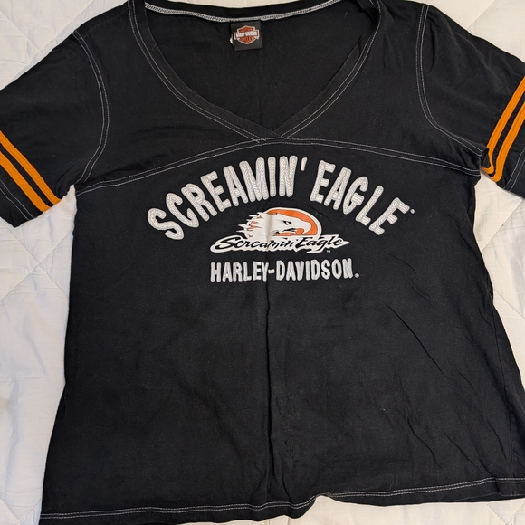 Harley-Davidson Women's Black and Purple Short Sleeve Tees - Picture 4 of 9